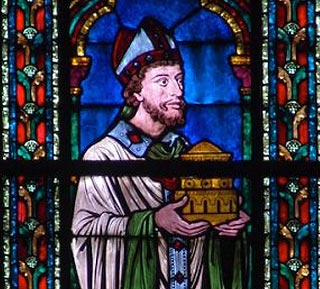 Maurice de Sully stained glass window at Notre Dame de Paris