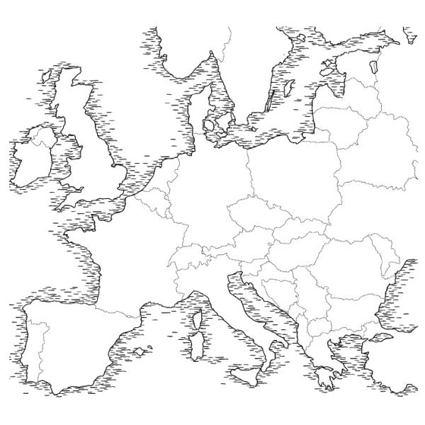 Blank map Europe - Model 1 in PDF