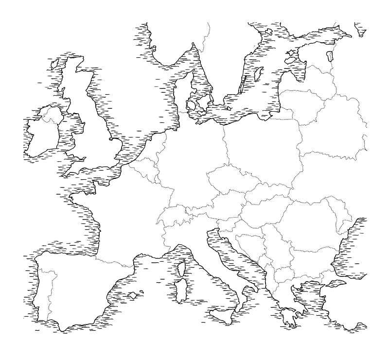 Blank map Europe - Model 1 in PDF