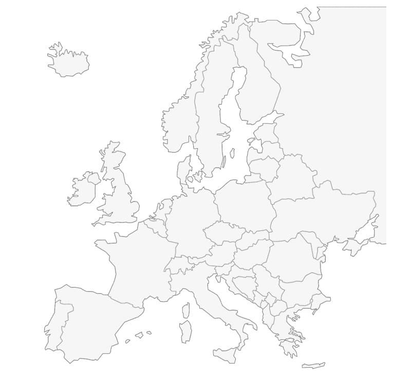 Carte vierge Europe - Modèle 2 en PDF