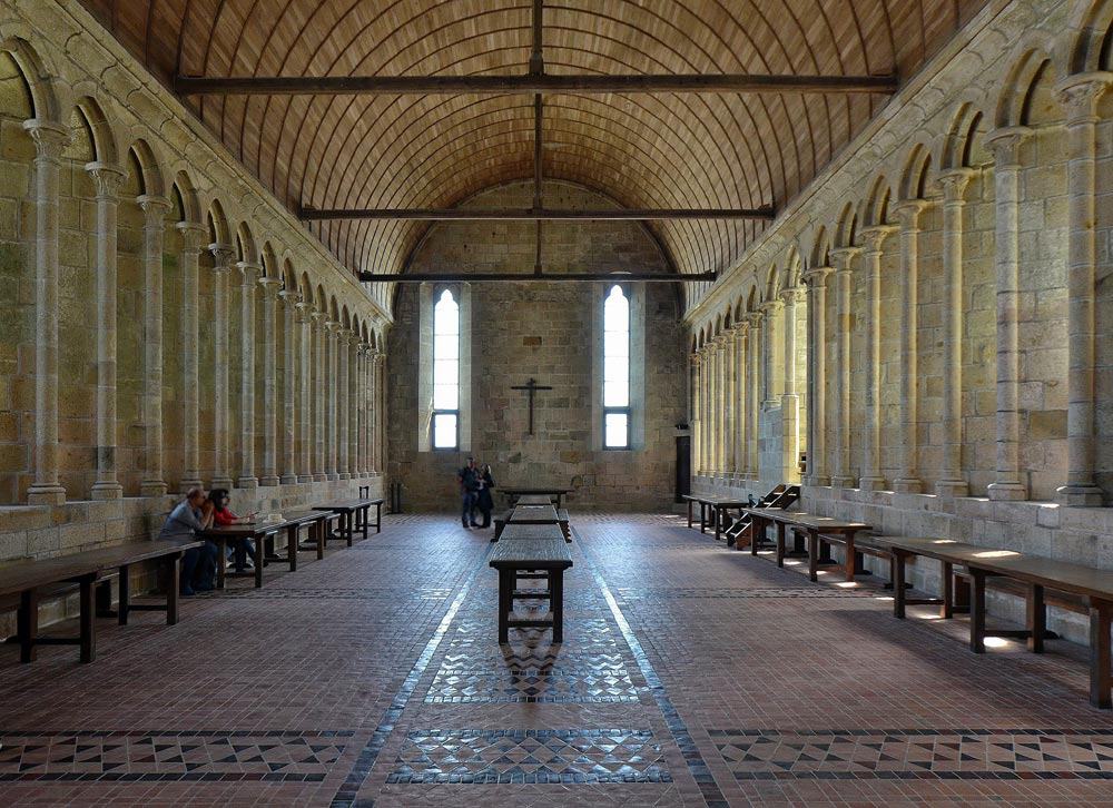 Abbaye du Mont-Saint-Michel (Manche) - La Merveille - The refectory. Photo credit @ Patrick