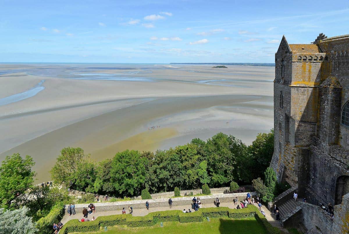 Abbaye du Mont-Saint-Michel - View of the bay and the abbey gardens. 